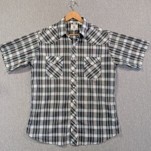 Corral West Ranch Wear Western Plaid Shirt Men's Large Pearl Snap Vintage